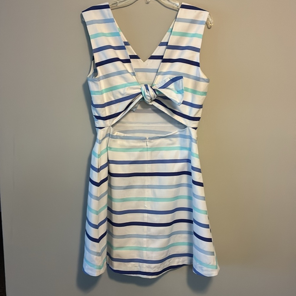 Kate Spade Broome Street Dress Ombre Stripe Backless SZ 10 Blue White